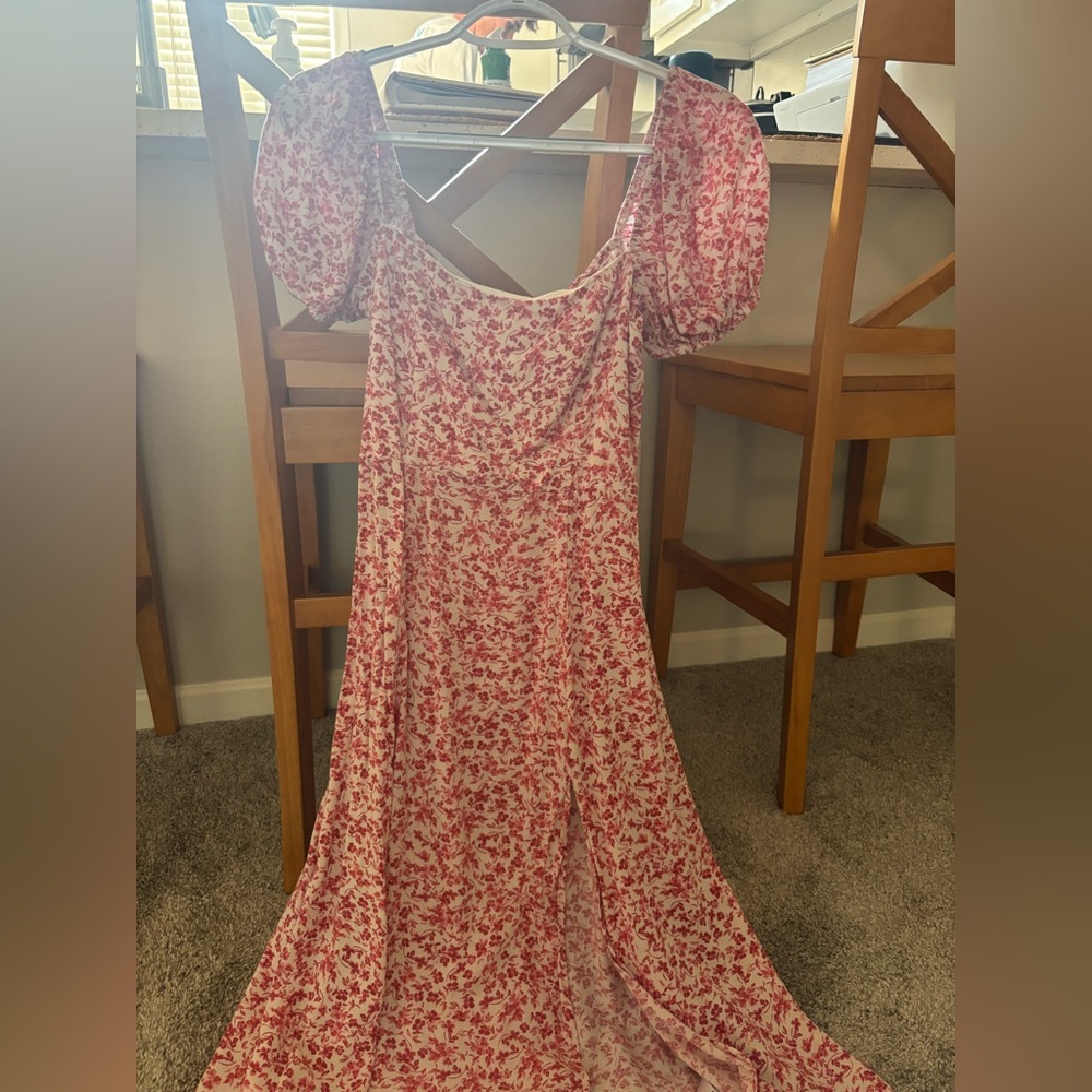 Miami Red Floral Long Sleeve Dress